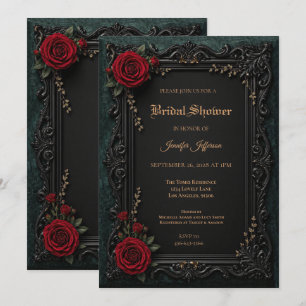 Gothic Florale Halloween-Hochzeitsduscheinladung Einladung