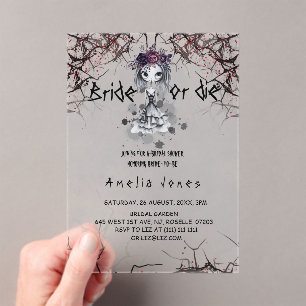 Gothic Florale Hochzeitsshower  Acryleinladungen