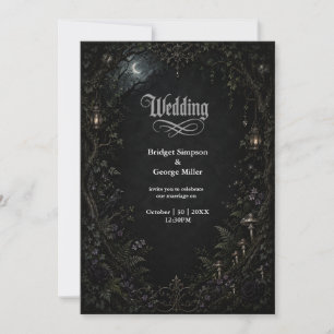 Gothic Forest Mond Laterne Hochzeit Einladung