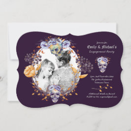 Gothic FOTO Hochzeit/Verlobung Lila Skulpturen Einladung