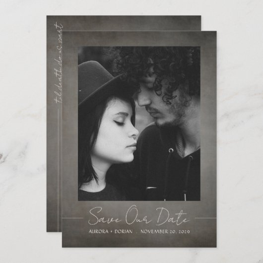 Gothic Foto Wedding Save the Date Einladung (Vorne/Hinten)