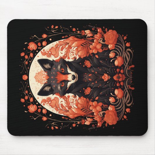 Gothic Fox und Blume Mousepad (Vorne)