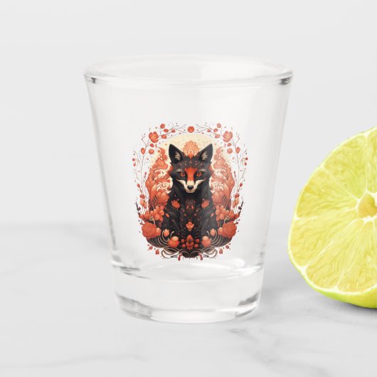 Gothic Fox und Blume Schnapsglas (Vorderseite)