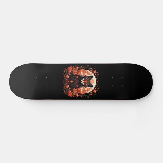 Gothic Fox und Blume Skateboard (Horizontal)