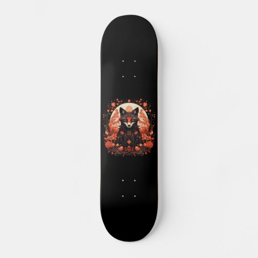 Gothic Fox und Blume Skateboard (Vorderseite)