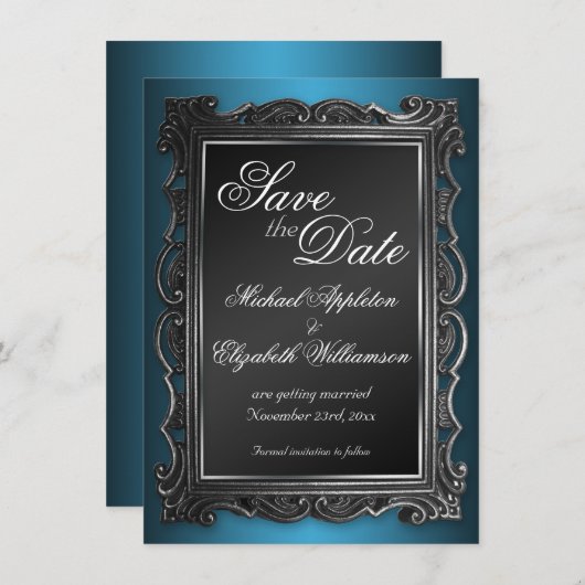 Gothic Frame Blue Speichern Sie die Ankündigungen (Vorne/Hinten)