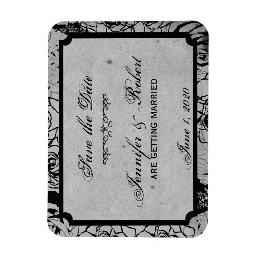 Gothic Frame der schwarzen Rose Save the Date Magnet (Vertikal)