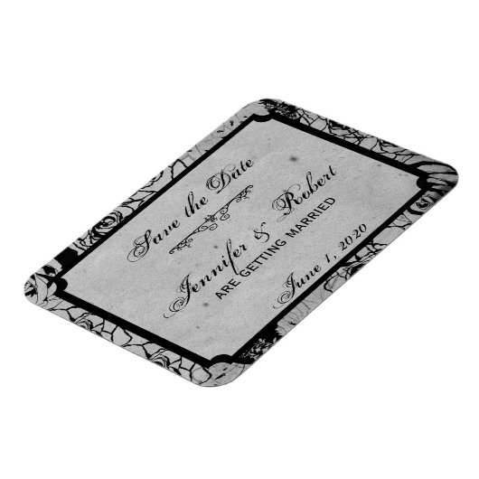 Gothic Frame der schwarzen Rose Save the Date Magnet (Linke Seite)