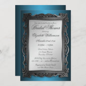 Gothic Frame Gray Blue Bridal Einladungen (Vorne/Hinten)