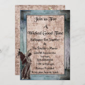 Gothic Frame Grunge Damask Angel Halloween-Party Einladung (Vorne/Hinten)