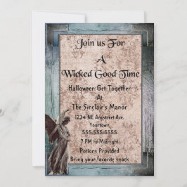 Gothic Frame Grunge Damask Angel Halloween-Party Einladung