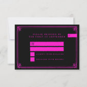 Gothic Frame Pink Black Typografy Wedding RSVP Karte (Rückseite)