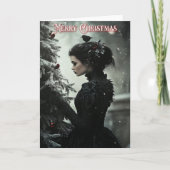 Gothic Frau mit Weihnachtsbaum-Weihnachtskarte (Vorderseite)