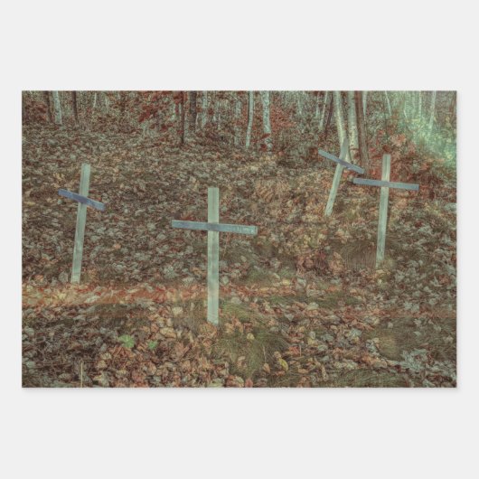Gothic Friedhof Crosses Brown Herbstleaves Geschenkpapier Set (Vorderseite)