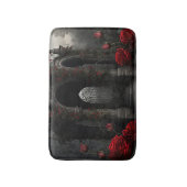 Gothic Friedhof Gazebo mit Rote Rosen bei Nacht Badematte (Vorderseite Vertikal)