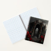 Gothic Friedhof Gazebo mit Rote Rosen bei Nacht Notizblock (Innenseite)