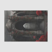 Gothic Friedhof Gazebo mit Rote Rosen bei Nacht Seidenpapier (Vorderseite)