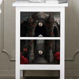 Gothic Friedhof Gazebo mit Rote Rosen bei Nacht Seidenpapier