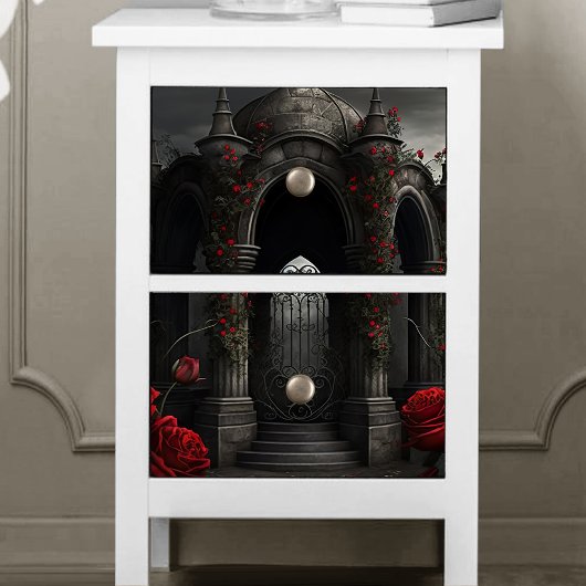 Gothic Friedhof Gazebo mit Rote Rosen bei Nacht Seidenpapier