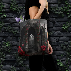 Gothic Friedhof Gazebo mit Rote Rosen bei Nacht Tasche