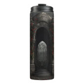 Gothic Friedhof Gazebo mit Rote Rosen bei Nacht Thermosbecher (Vorderseite)