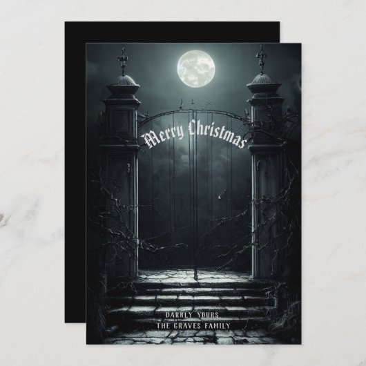 Gothic Friedhof Scene Frohe Weihnachten (Vorne/Hinten)