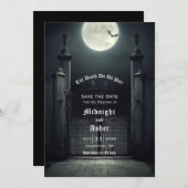 Gothic Full Moon Bat Save the Date (Vorne/Hinten)