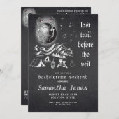 Gothic Full Moon Skelettons Last trail Bachelorett Einladung (Vorne/Hinten)