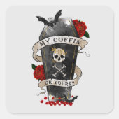 Gothic Funny Coffin Quadratischer Aufkleber (Vorderseite)