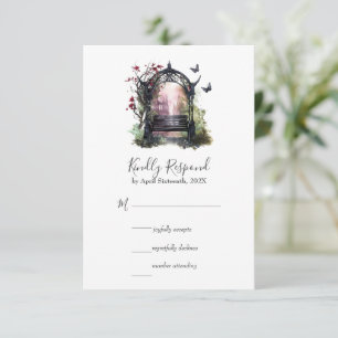 Gothic Garden Bench Handfasting UAWG RSVP Karte