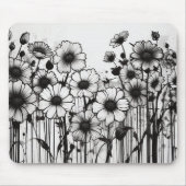 Gothic Garden Rhapsody Black Ink Floral Explosion Mousepad (Vorne)