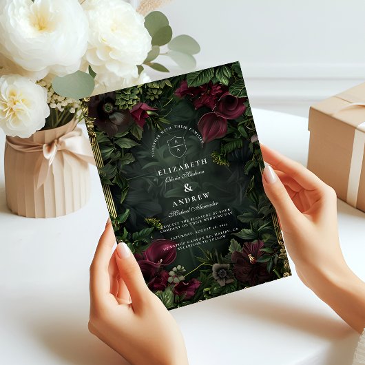 Gothic Garden Wedding Romance Einladung