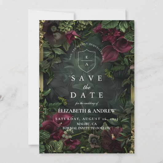 Gothic Garden Wedding Romance Save The Date (Vorderseite)