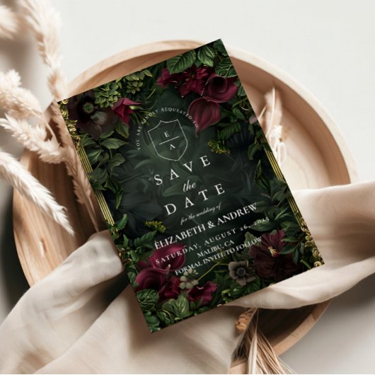 Gothic Garden Wedding Romance Save The Date