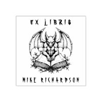 Gothic Gargoyle Guarding Book Horror Ex Libris