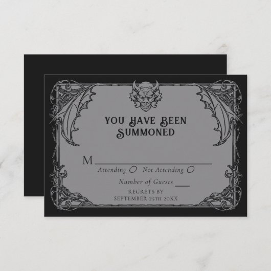 Gothic Gargoyle Wedding RSVP Enclosure Card Begleitkarte (Vorne/Hinten)