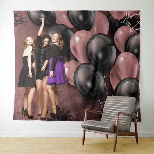 Gothic Geburtstagsballons Party-Hintergrund Wandteppich (Beispiel (Horizontal))