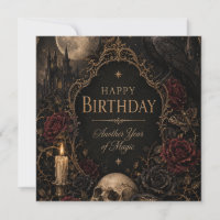 Gothic Geburtstagskarte, Dunkle Blumen, Motten, Ro