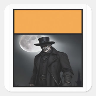 Gothic Gentleman unter Vollmondsticker Quadratischer Aufkleber