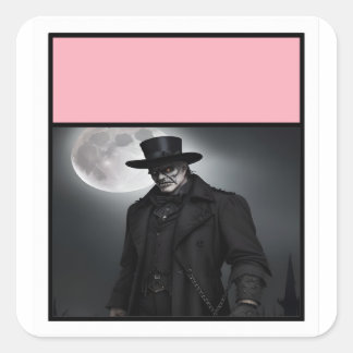 Gothic Gentleman unter Vollmondsticker Quadratischer Aufkleber