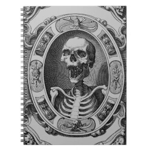 Gothic Gerahmt Skeleton Line Zeichnend Notizblock