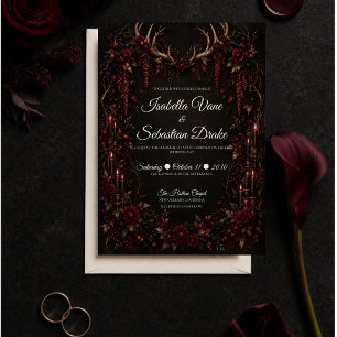 Gothic Geweih Kerzenhochzeit Einladung