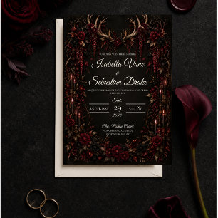 Gothic Geweih Kerzenhochzeit Einladung