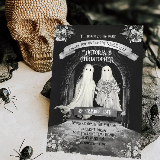 Gothic Ghost Bride & Groom Wedding Einladung