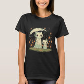 Gothic Ghost Cat Mutter mit einem Regenschirm unte T-Shirt (Vorderseite)