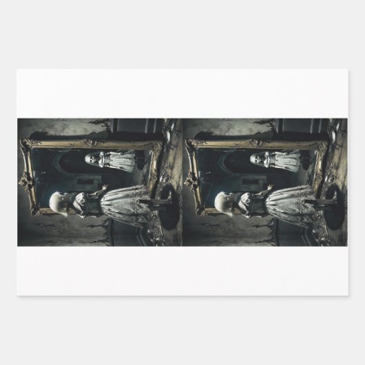 Gothic ghost doll in a cursed mirror - Decoupage  Geschenkpapier Set (Vorderseite 3)