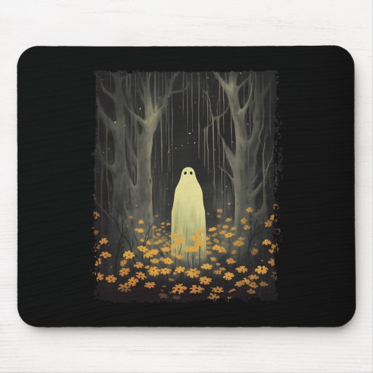 Gothic Ghost im Blumenwald Halloween Trick Mousepad (Vorne)