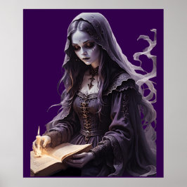 Gothic Ghost liest ein Buch von Zaubern von Candle Poster