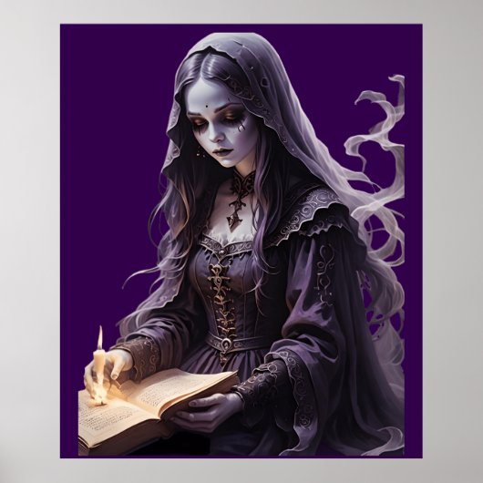 Gothic Ghost liest ein Buch von Zaubern von Candle Poster (Vorne)
