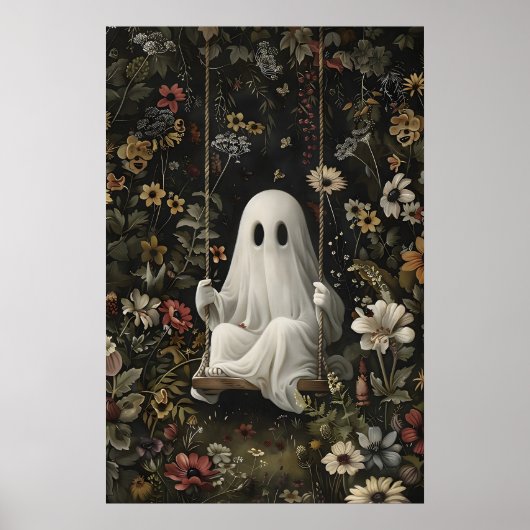 Gothic Ghost On Swing Kunst Druck, Dark Academia Poster (Vorne)
